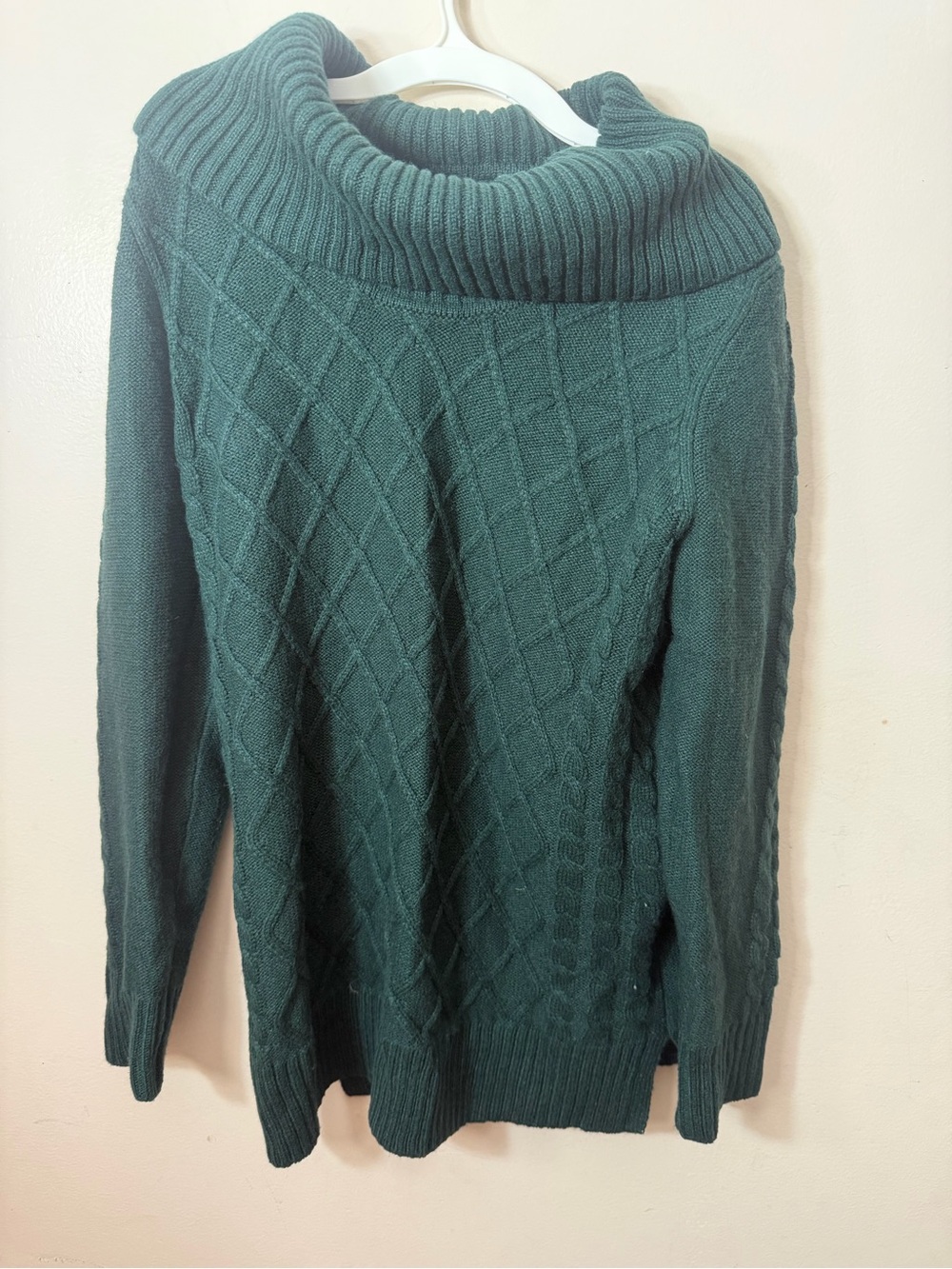 Calvin Klein Teal Cable-Knit Cowl Neck Sweater